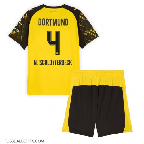 Borussia Dortmund Nico Schlotterbeck #4 Fußballbekleidung Heimtrikot Kinder 2025-26 Kurzarm (+ kurze hosen)